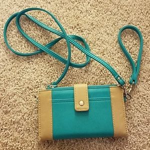 Teal and Tan Crossbody Wrislet